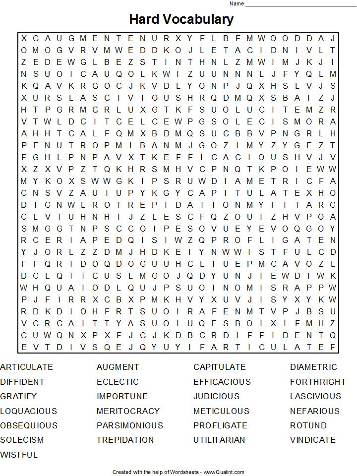 Printable Hard Word Search Puzzles