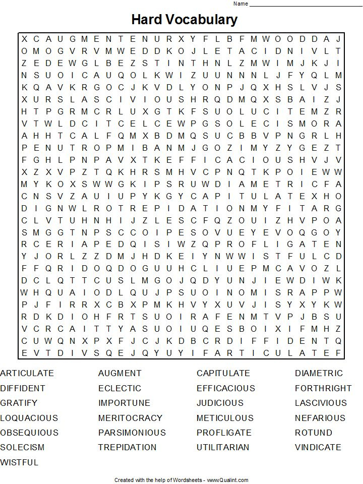 Hard Printable Word Search Puzzles