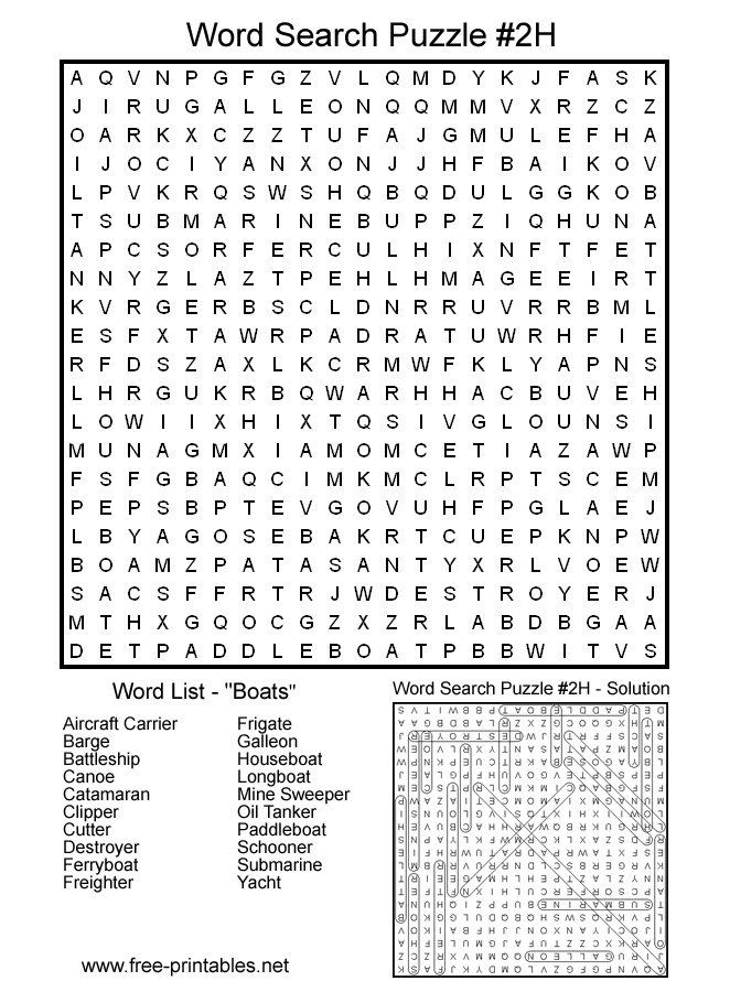 Free Printable Word Search Hard Printable Word Search