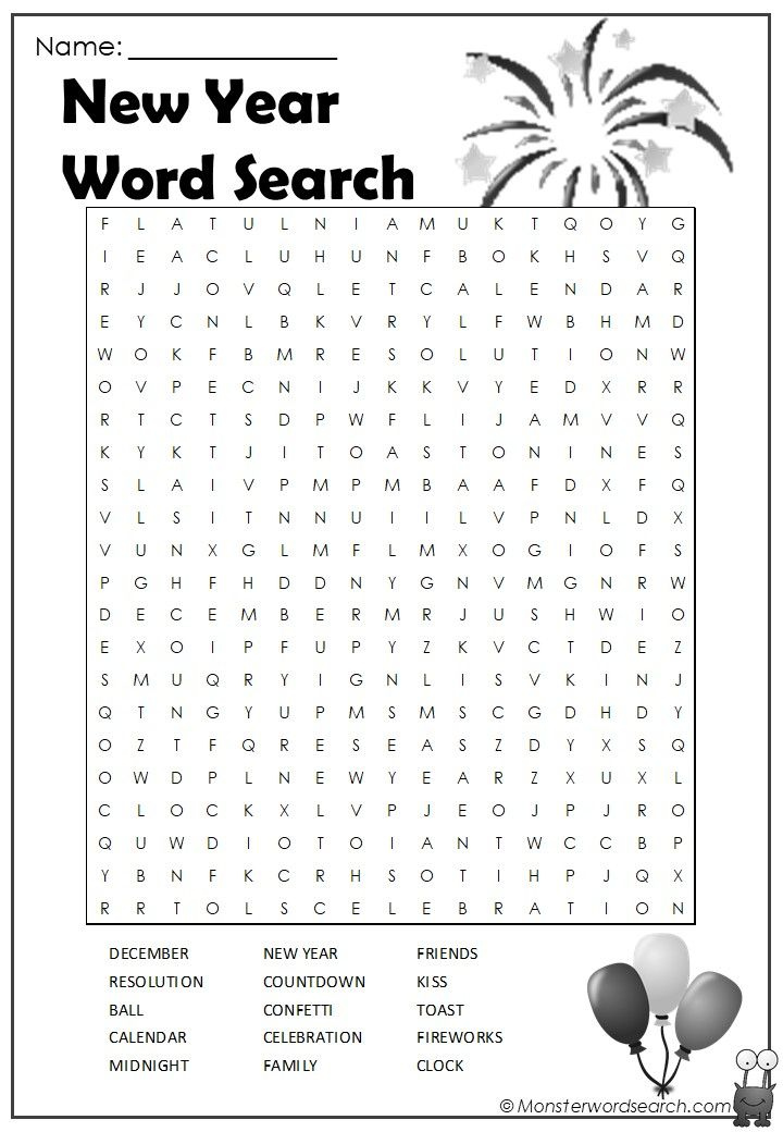 Free Printable New Year Word Search New Year Words Free Printable 