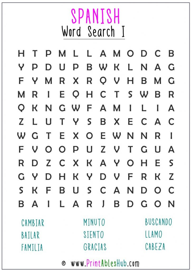 Spanish Word Search Printable