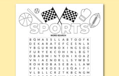 Free Printable Sports Word Search Puzzle Chevron Lemon