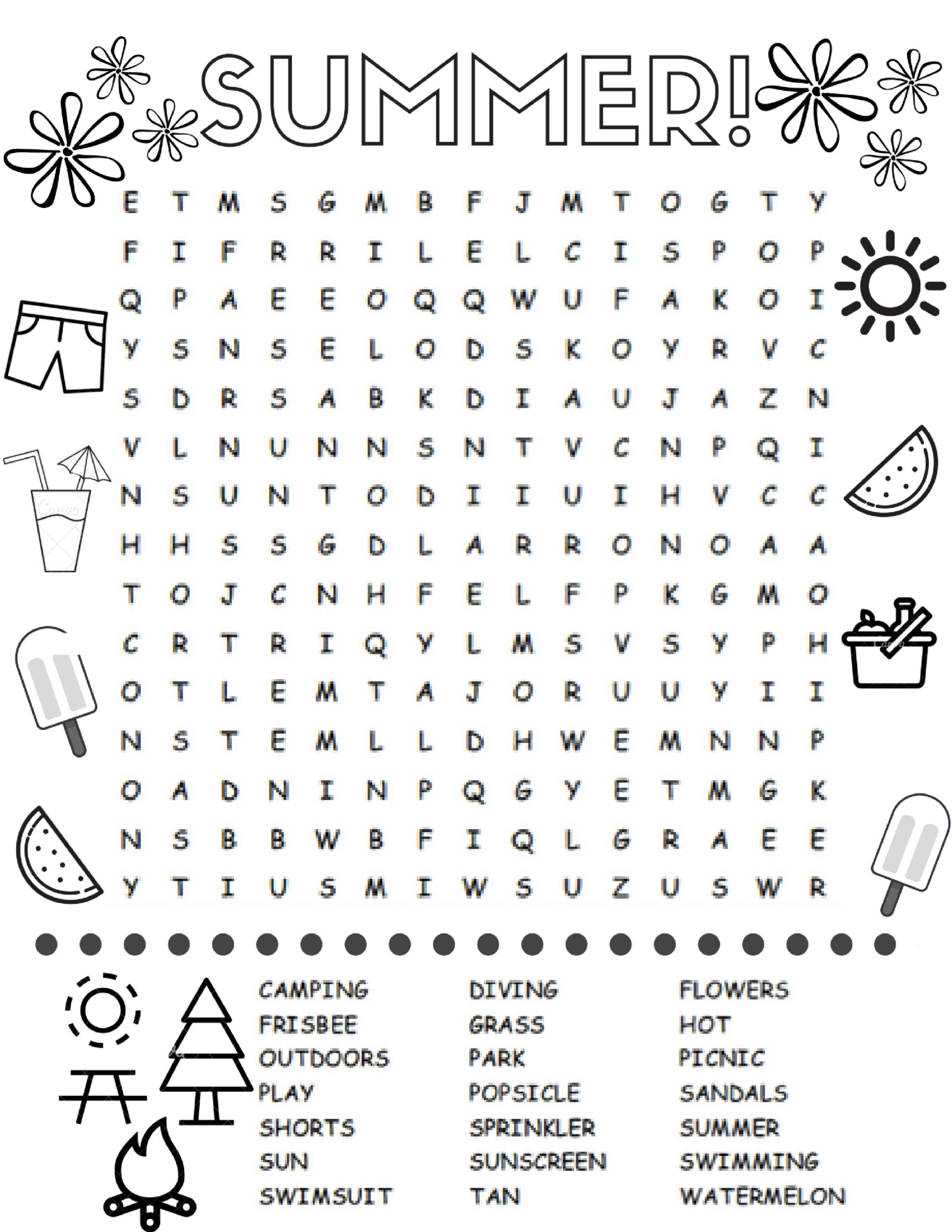 Free Printable Summer Word Search Colouring Page Summer Words Fun 