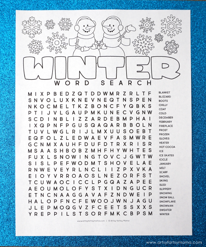 Free Printable Winter Word Search Coloring Page Artsy fartsy Mama