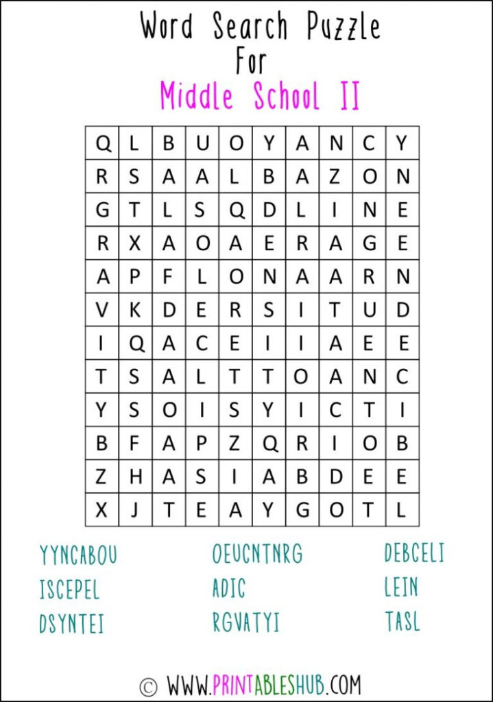 Free Printable Word Search Puzzles For Middle School PDF Printables Hub ...