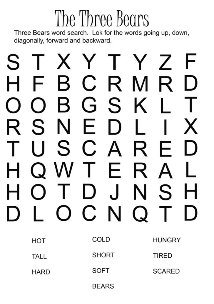 Large Print Word Search Free Printable Adults