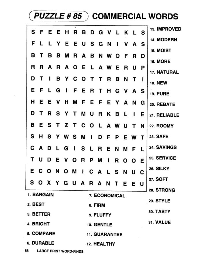 Free printable word searches for adults large print free printable