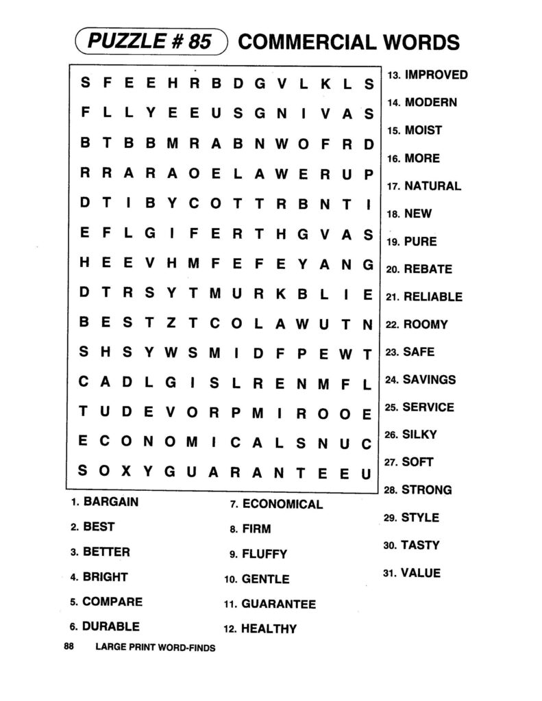 Free printable word searches for adults large print free printable