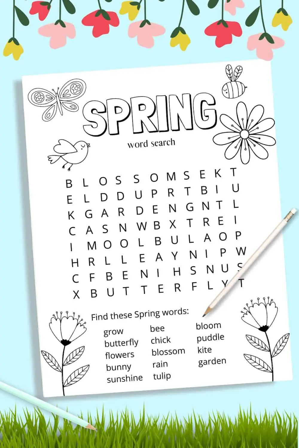Free Spring Printable Word Search For Kids