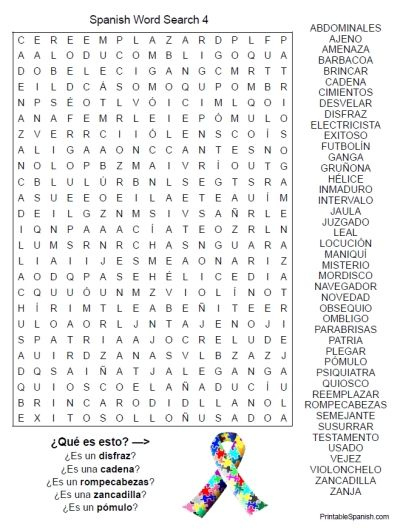 FREE Word Search Puzzle Spanish Word Search 4 From PrintableSpanish 