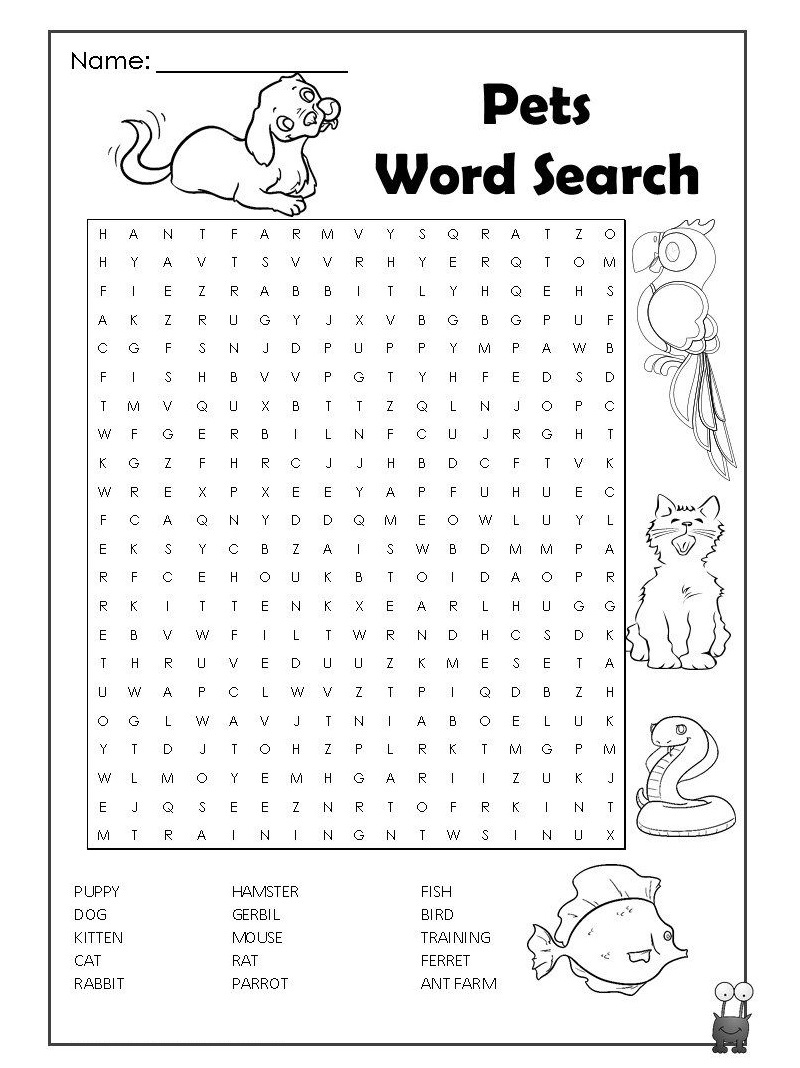 Free Word Search Puzzles For Kids 101 Activity