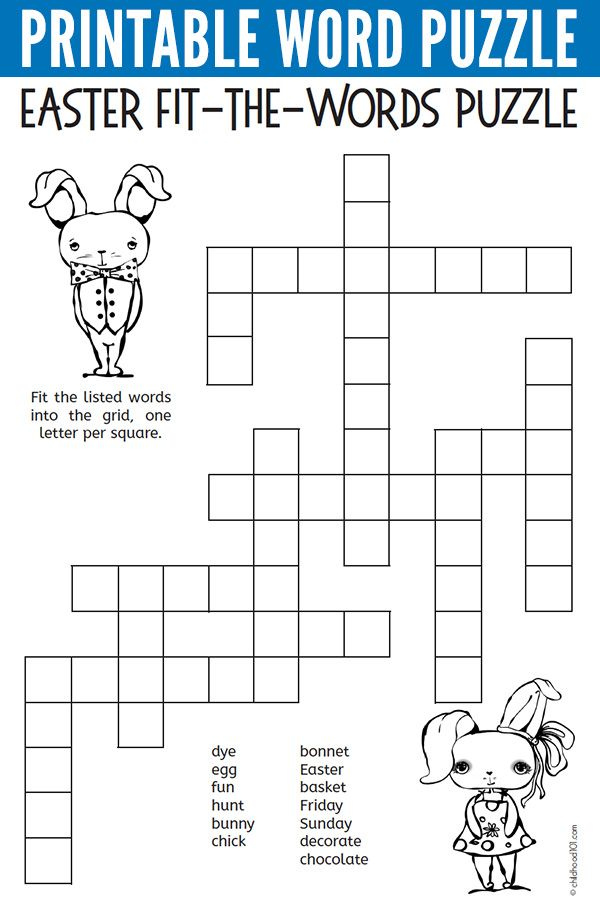 Fun Easter Fit The Words Puzzle Free Printable Word Puzzles Word 