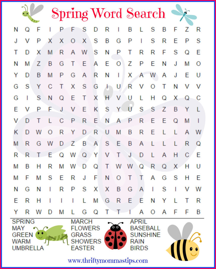 Word Search Spring Printable