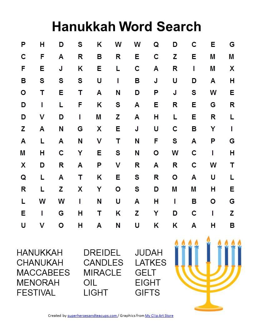 Hanukkah Word Search Free Printable Hanukkah For Kids Hanukkah 