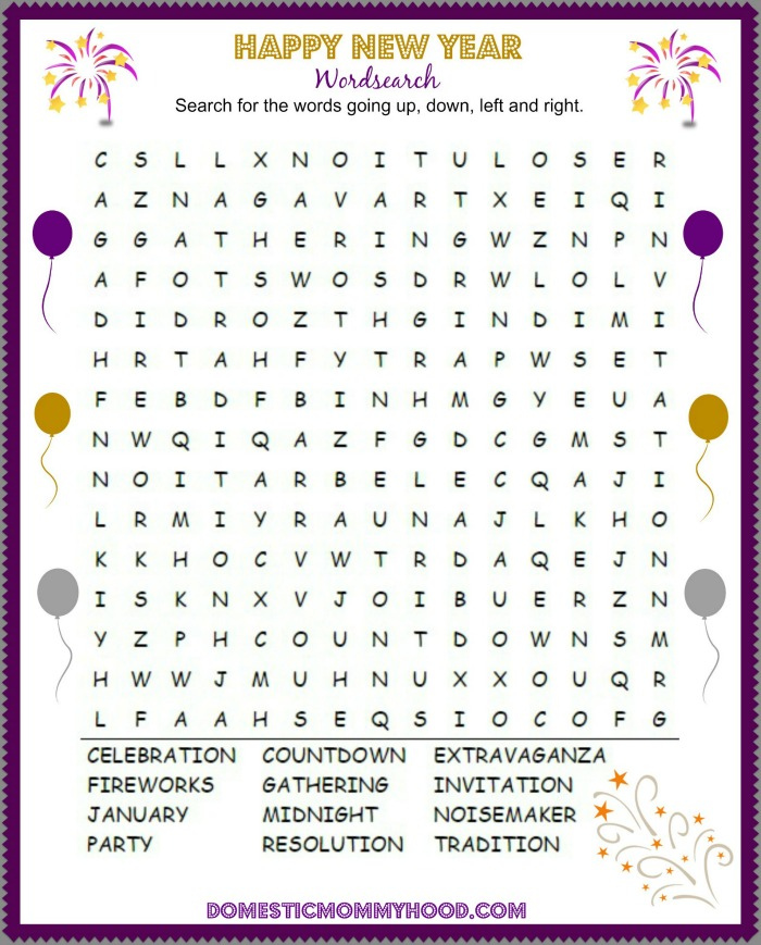 Happy New Year Word Search Free Printable Domestic Mommyhood
