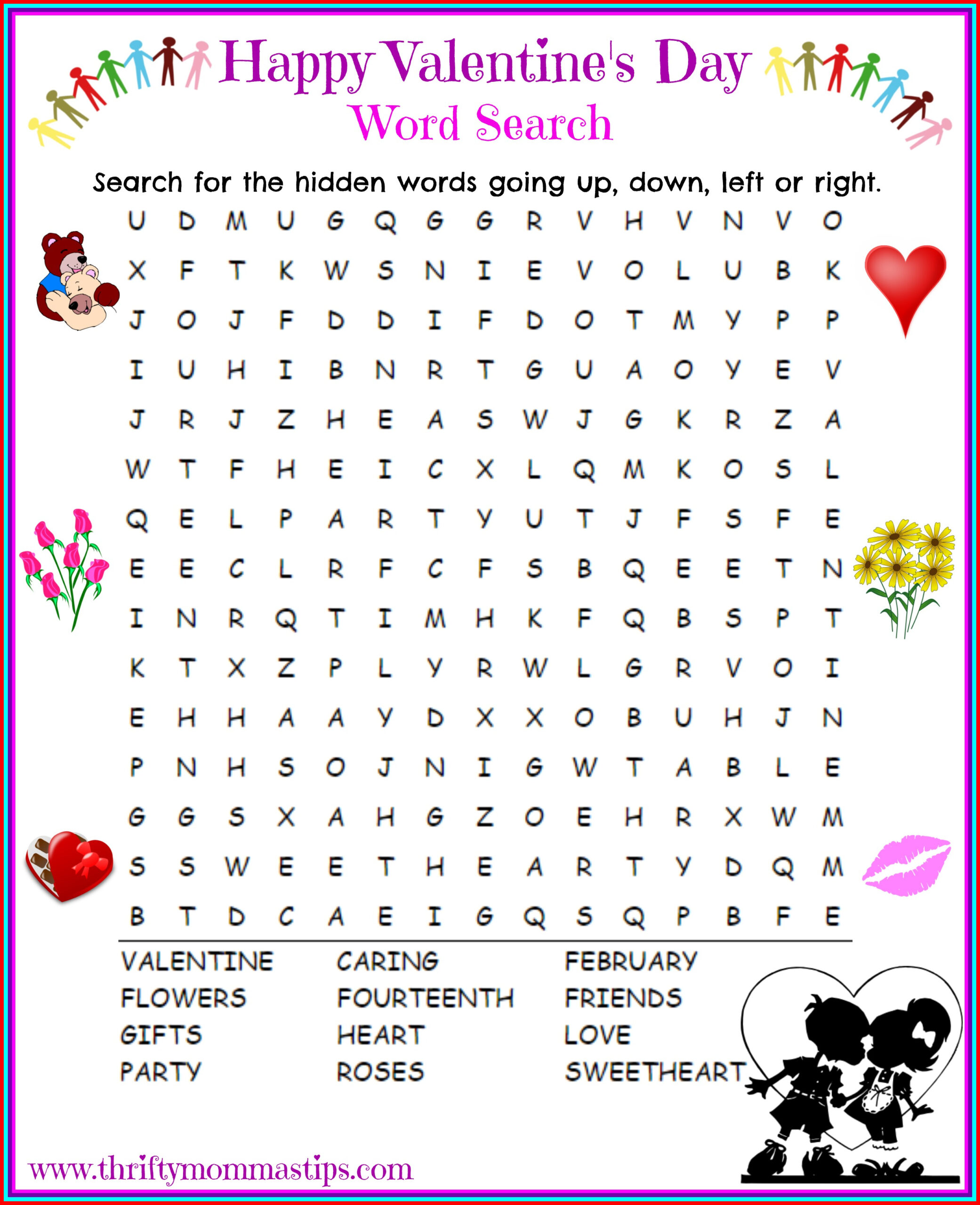 Happy Valentine s Day Word Search Printable Thrifty Mommas Tips