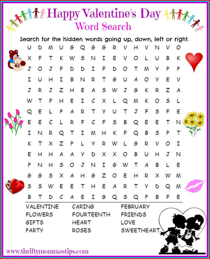 Free Printable Valentines Word Search