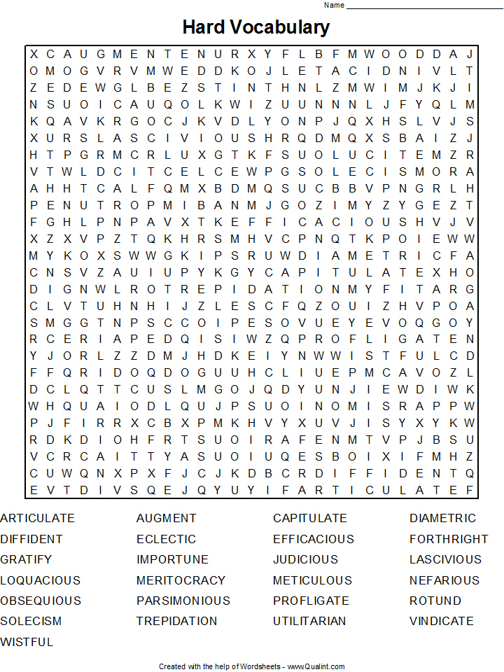 Difficult Word Search Puzzles Printable