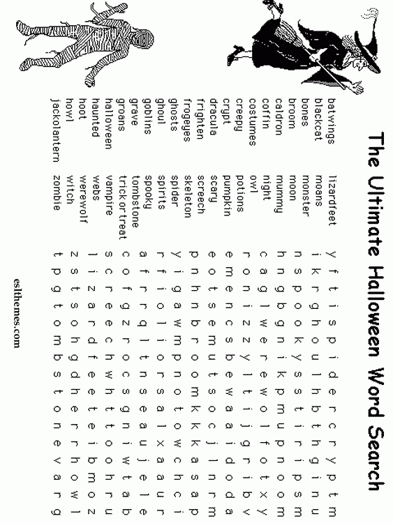 Hard Printable Word Searches For Adults HALLOWEEN WORDSEARCH 