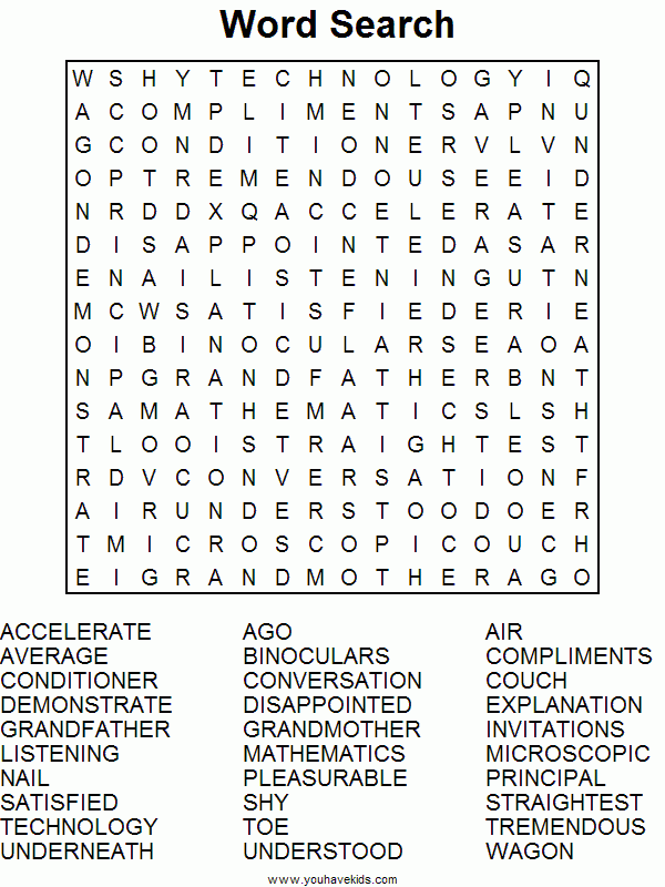 Hard Printable Word Searches For Adults Printer Friendly Word Search 