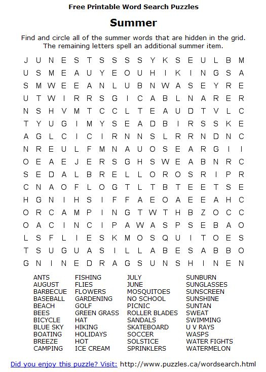 Hard Printable Word Searches For Adults Word Search Summer Words 