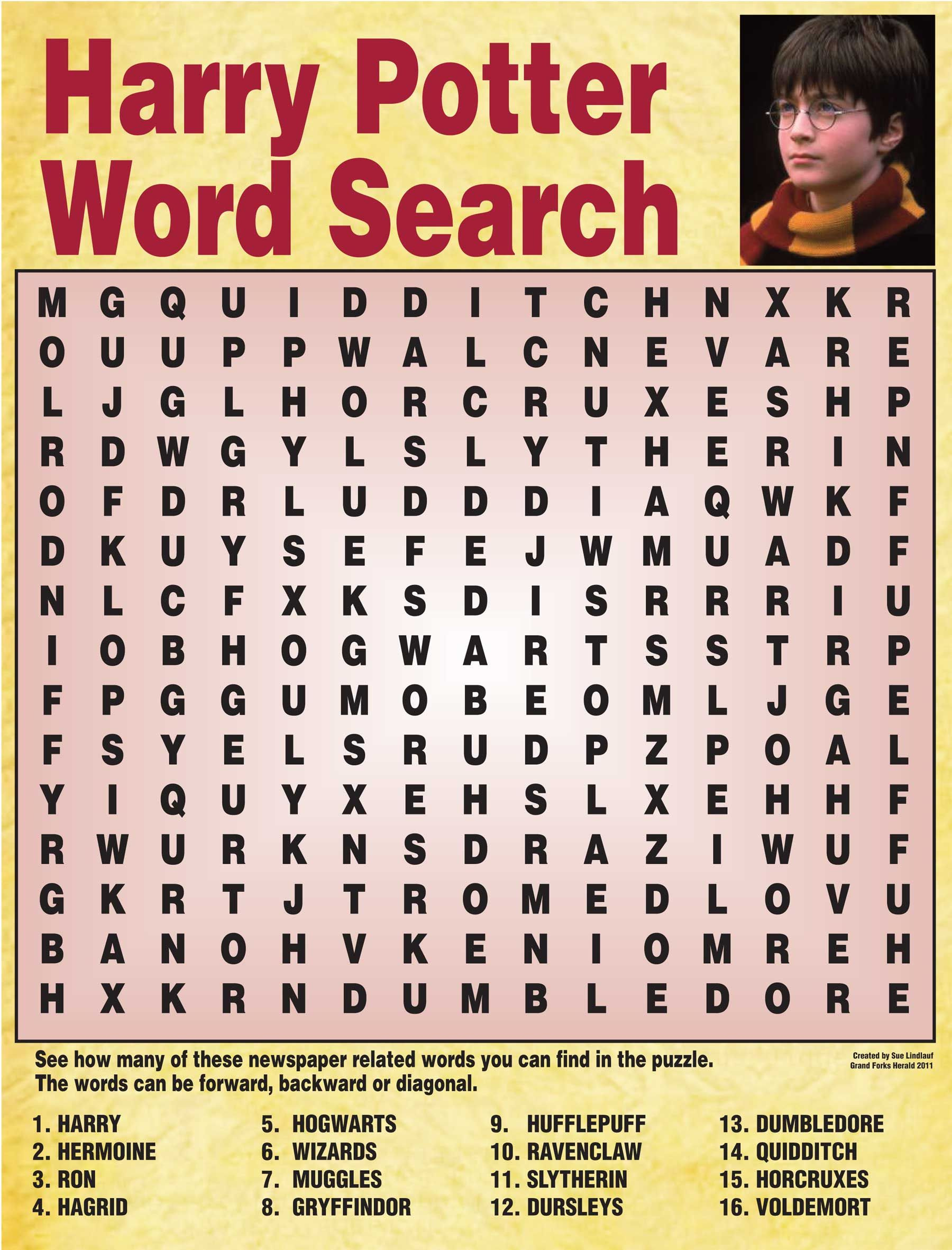 Harry Potter Word Search NIE Rocks Harry Potter Words Harry 