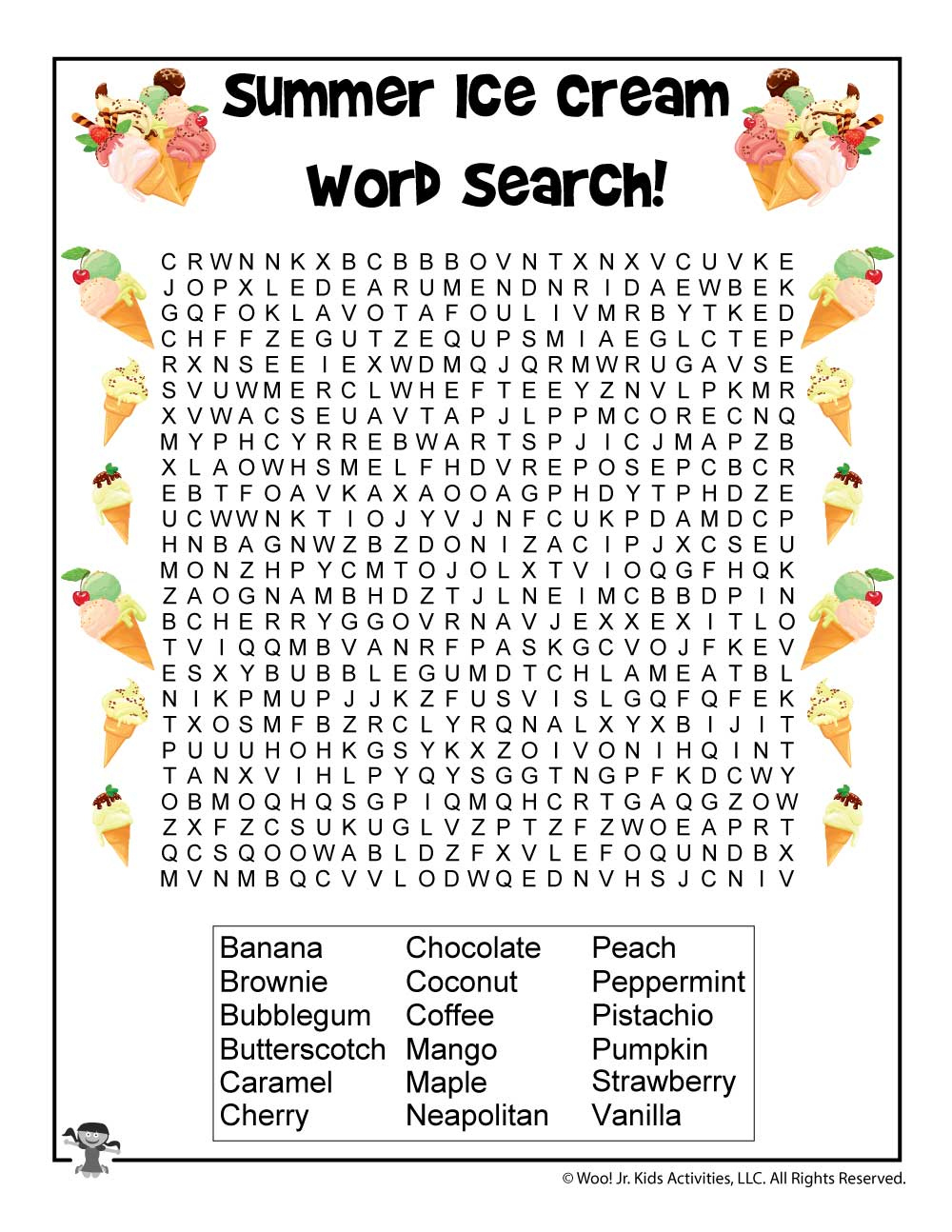 Ice Cream Flavors Word Search Wordmint Word Search Printable
