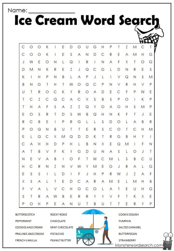 Ice Cream Word Search Free Printable Word Searches English Printable