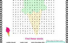 Ice Cream Word Search Puzzle free Printable PDF Word Puzzles For