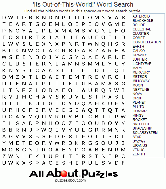 Image Detail For Its Out of This World Printable Word Search Puzzle 