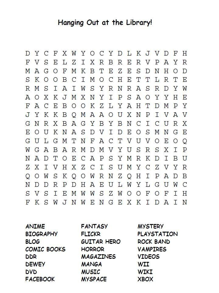 Image Result For Free Library Word Search Elementary School Library 