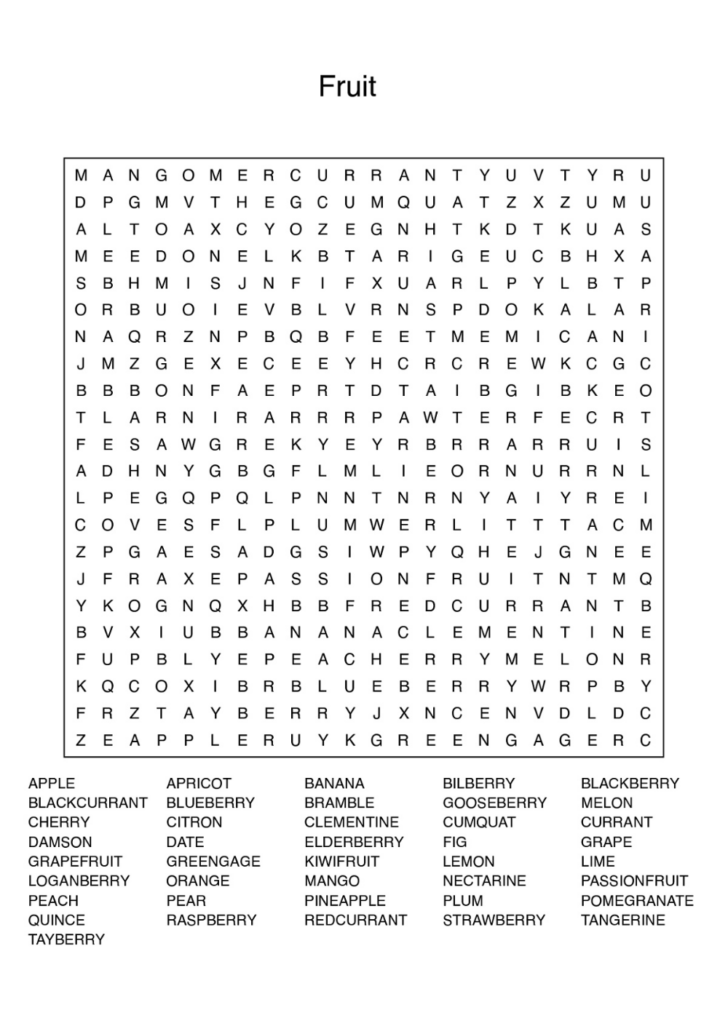 Printable Word Search Difficult Large Print