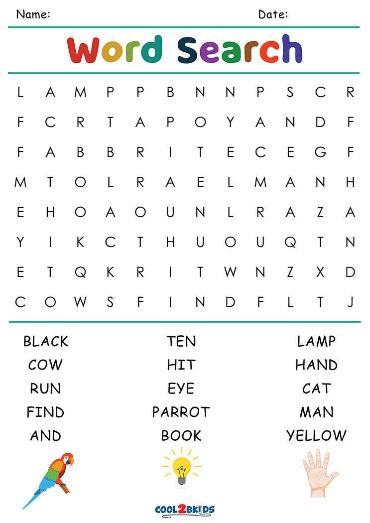 Kindergarten Word Search Cool2bKids Printable Word Search