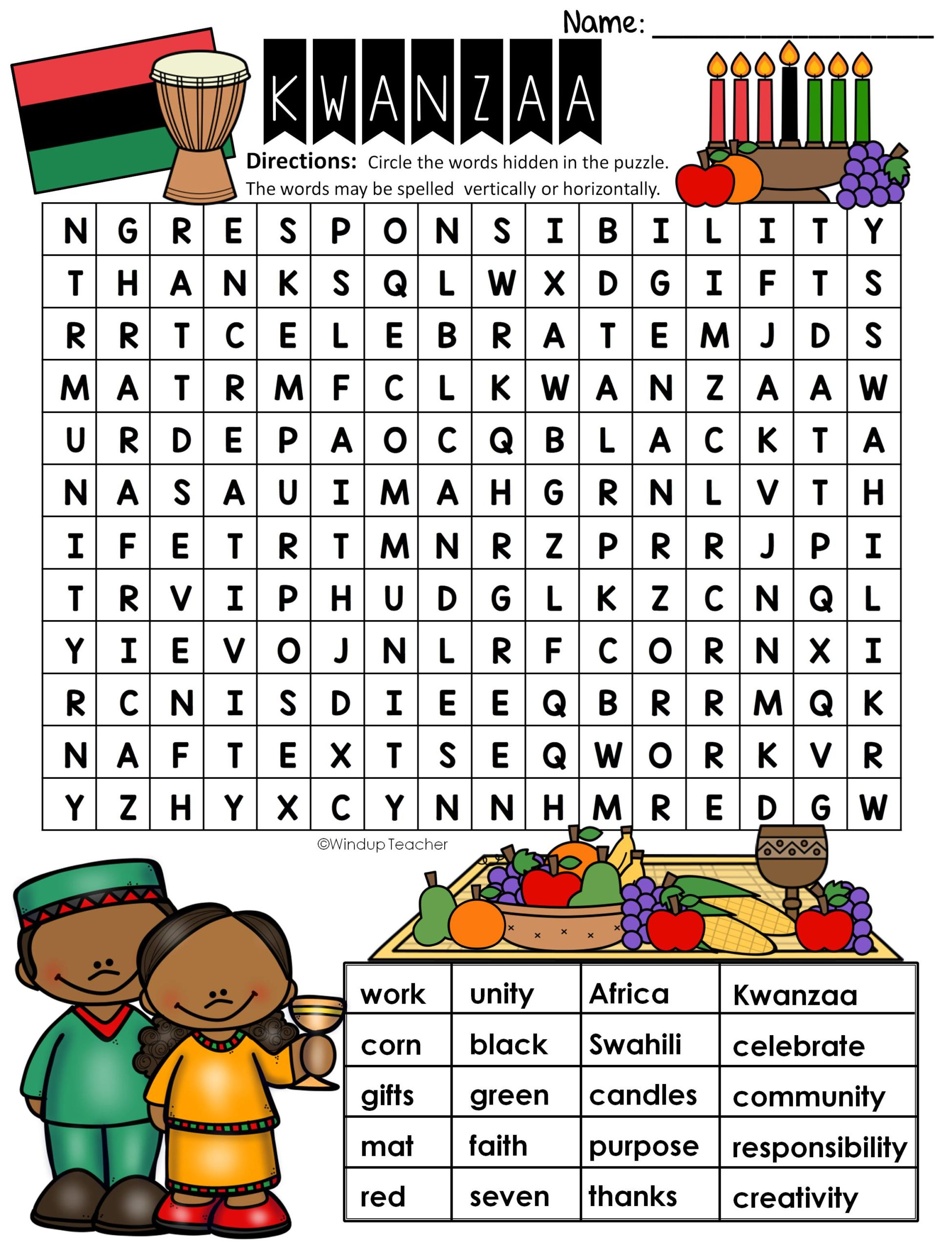 Kwanzaa Word Search EASY Puzzle Ready To Go Made By Teachers