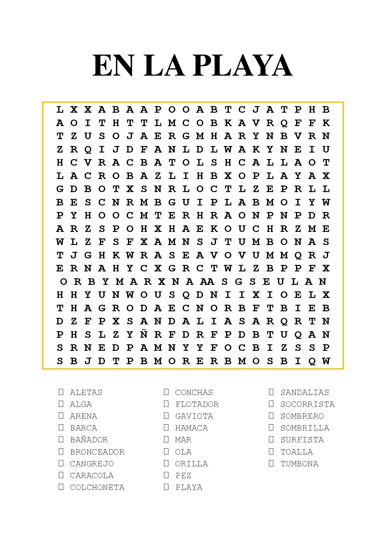 La P Gina Del Espa Ol Learn And Teach Spanish One Lesson A Day Free Printable Word Search