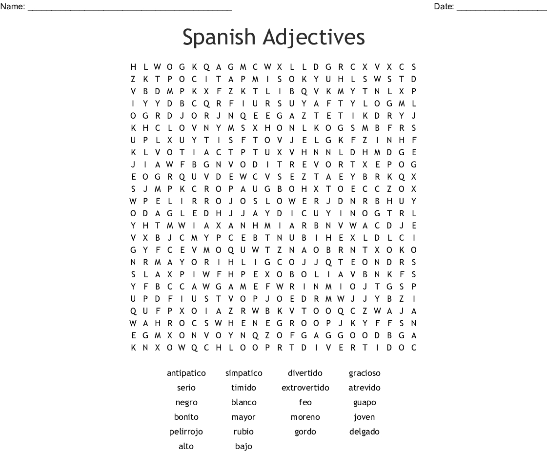 Large Print Spanish Word Search Printable Word Search Printable