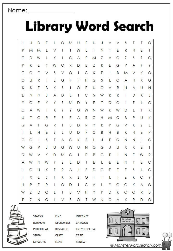 Library Word Search Printable
