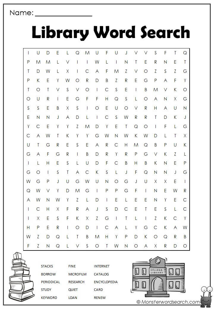 Library Word Search 1 jpg Monster Word Search