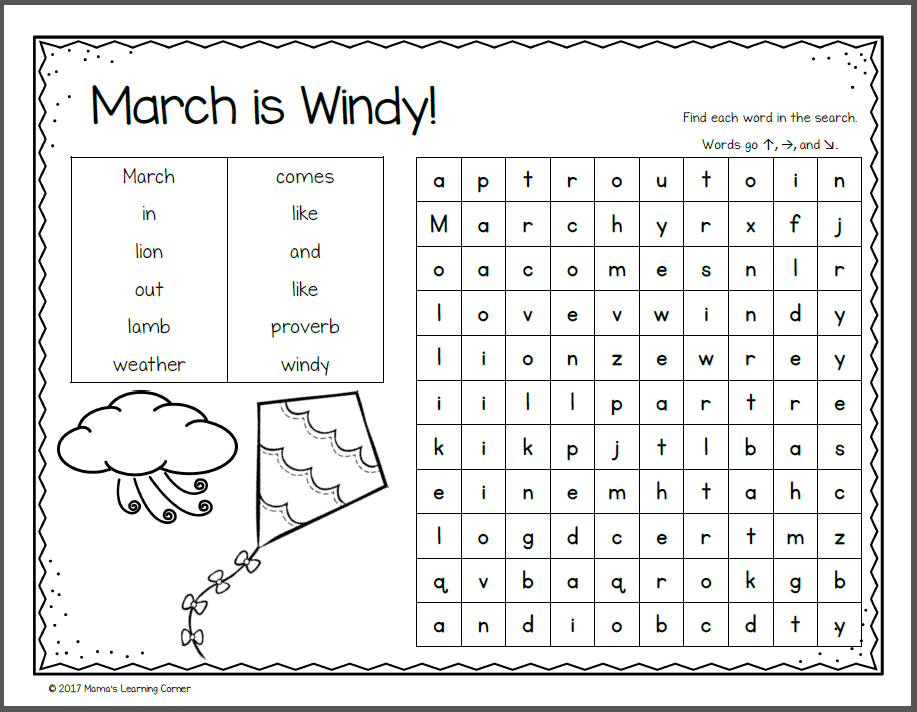 March Word Search Packet Mamas Learning Corner