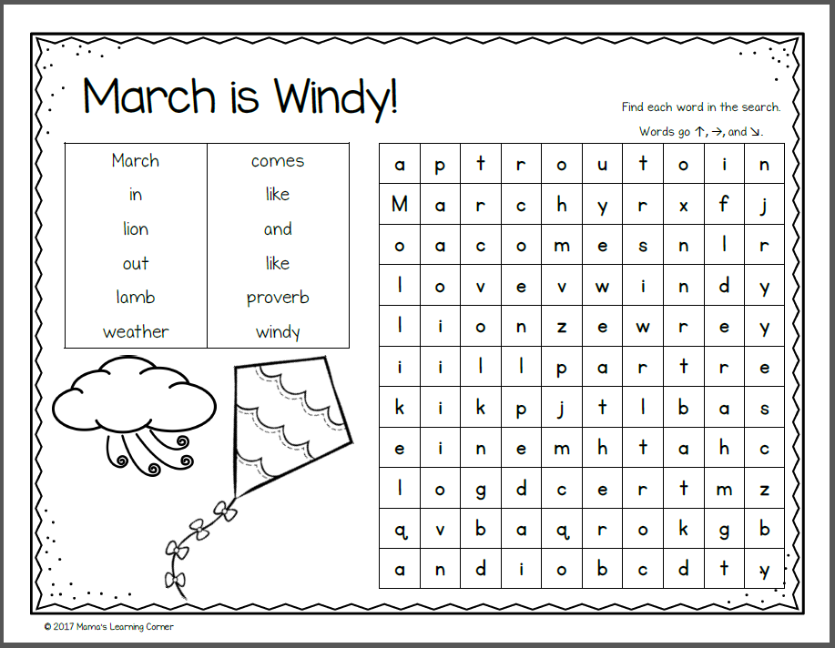 March Word Search Free Printable Printable Word Search