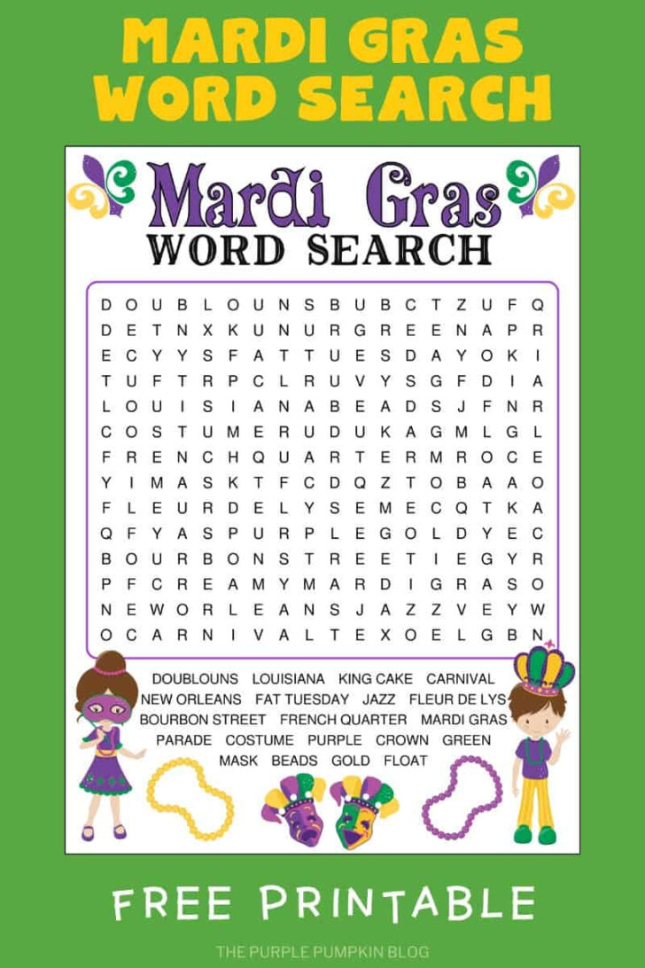 Mardi Gras Word Search Printable