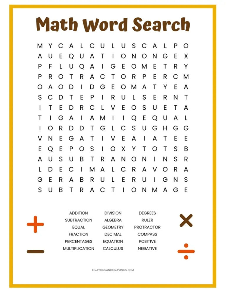 Math Word Search FREE Printable Printable Word Search Math Word Search FREE Printable Printable Word Search