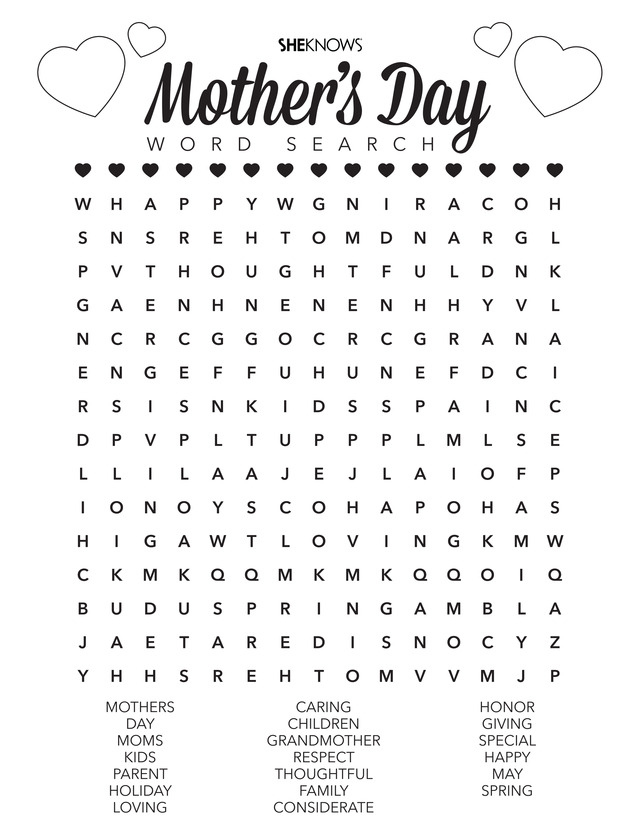 Mother s Day Coloring Pages Mothers Day Word Search