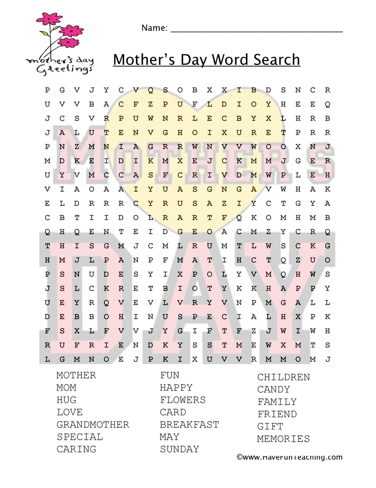 Mother s Day Word Search Have Fun Teaching