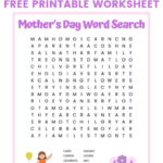 Mother S Day Word Search Printable Worksheet With 12 Mother S Day