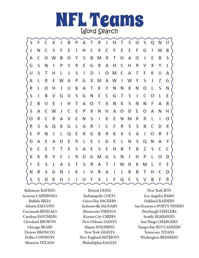 NFL Word Search Activity Shelter