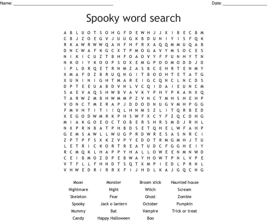 October Word Search Printable Word Search Printable Printable Word Search