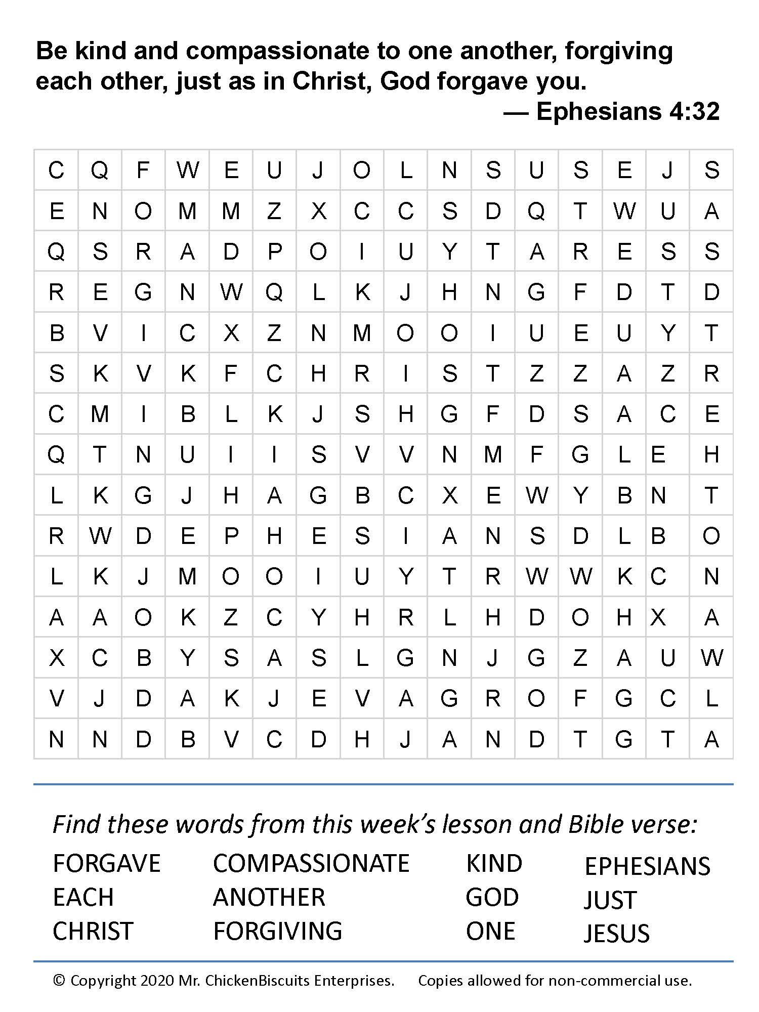 Free Printable Bible Word Search Printable Word Search