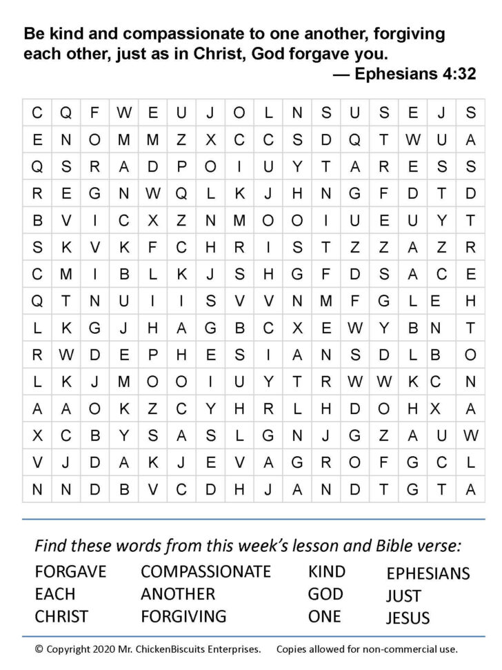 Kids Bible Word Search Printable Free