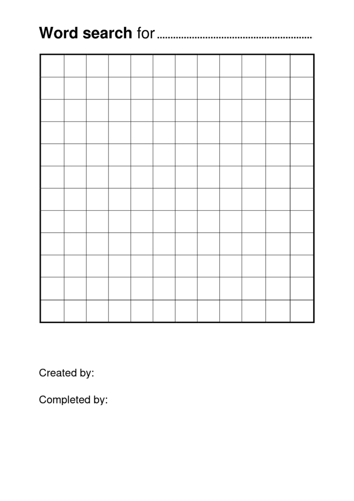 Printable Word Search Blank Template